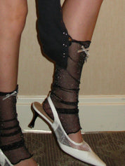 PROD Apparel & Accessories Black French Bow Sheer Glitter Calf Warmers