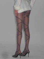 PROD Apparel & Accessories Gray Glitter Ribbon Tights