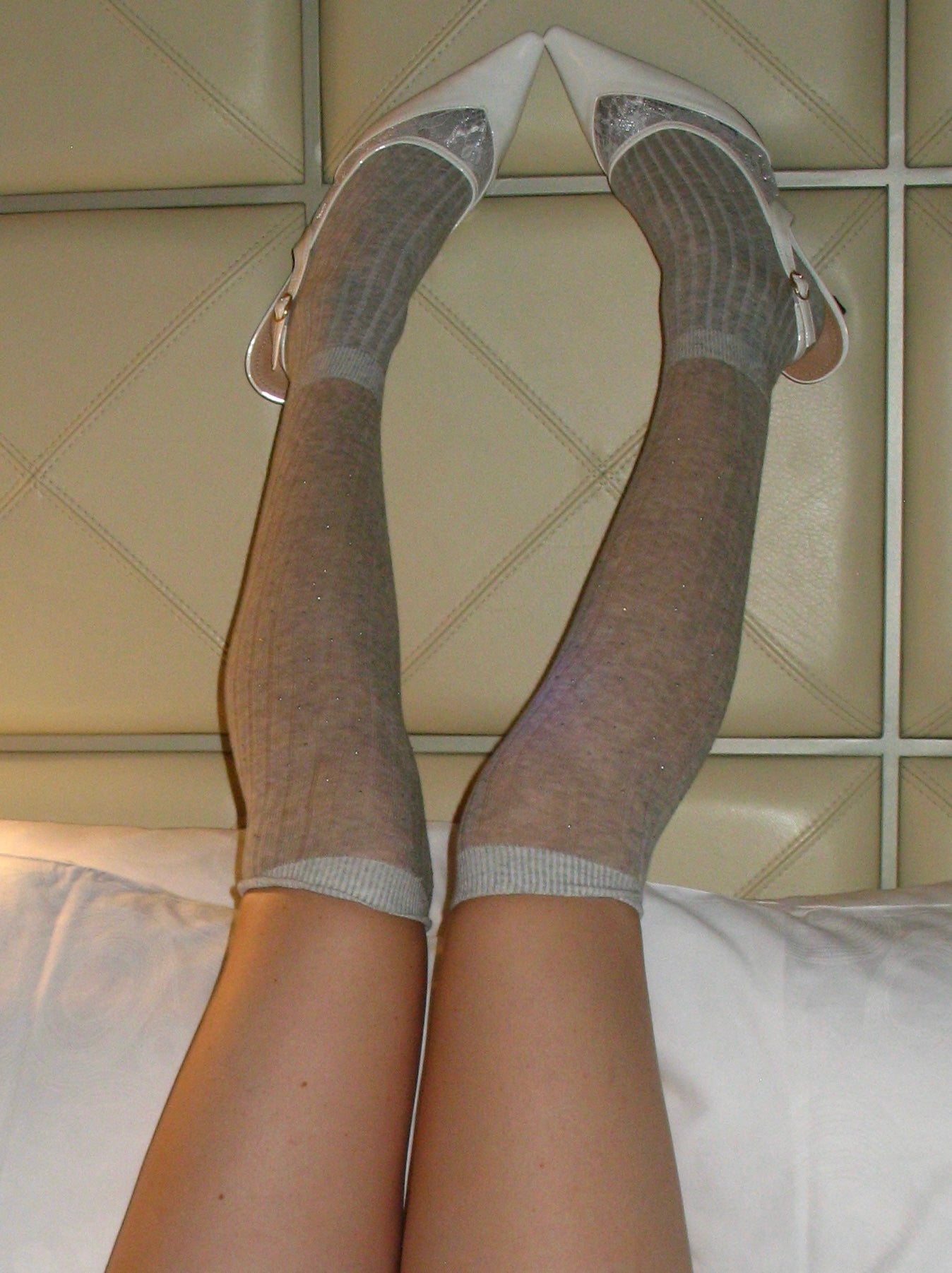 PROD Apparel & Accessories light gray Glimmering Rhinestone Sheer Scrunch Socks