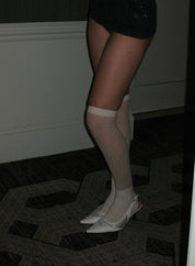 PROD Apparel & Accessories White Glimmering Rhinestone Sheer Scrunch Socks