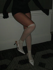 PROD Apparel & Accessories White Glimmering Rhinestone Sheer Scrunch Socks