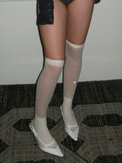 PROD Apparel & Accessories White Glimmering Rhinestone Sheer Scrunch Socks