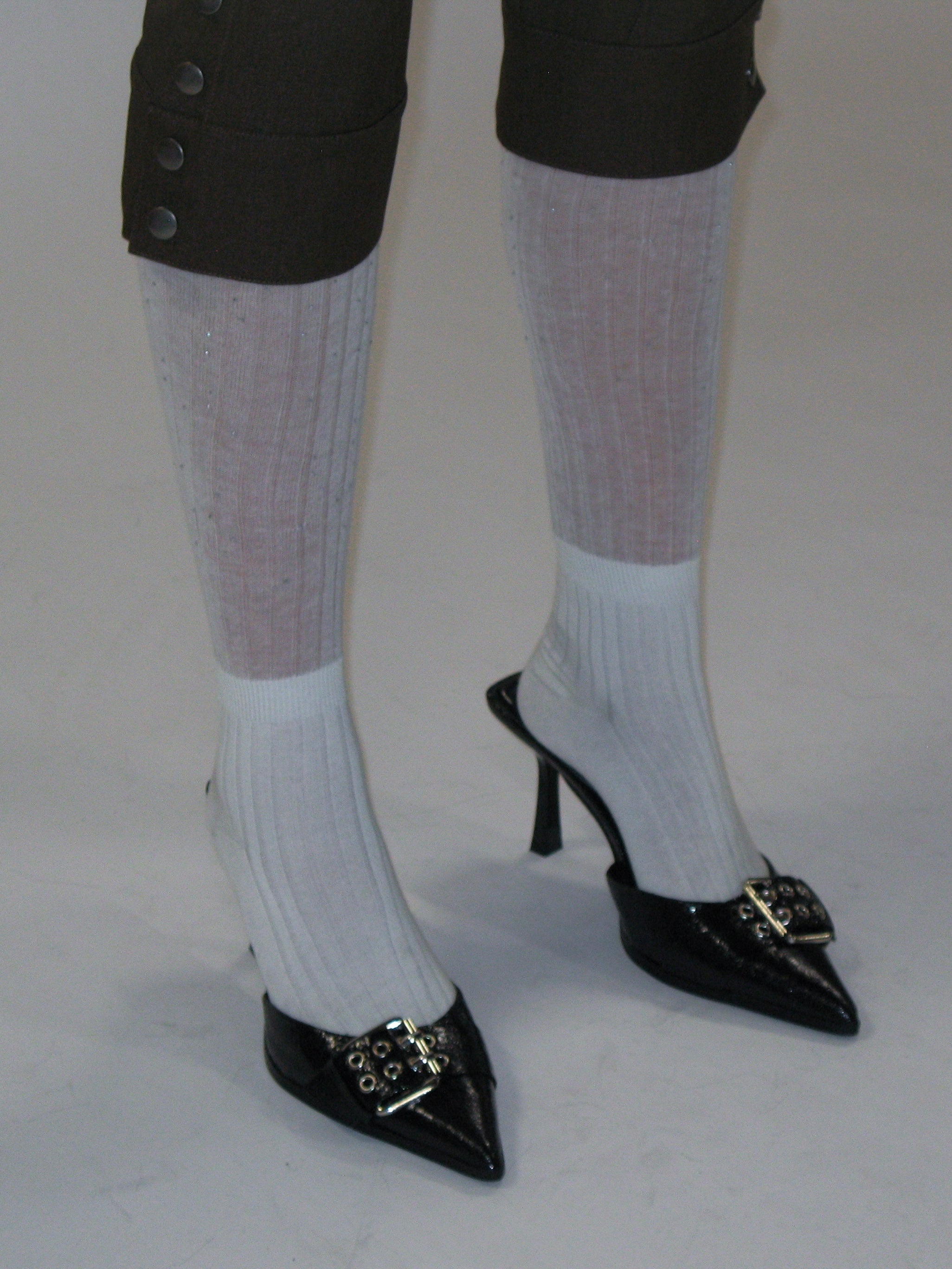 PROD Apparel & Accessories White Glimmering Rhinestone Sheer Scrunch Socks