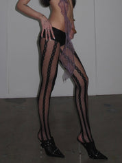 PROD Black / One size Black Cable Jacquard Fishnet Tights