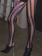 PROD Black / One size Black Cable Jacquard Fishnet Tights