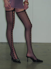 PROD Black / One size Black Fishnet Thigh-High Stockings