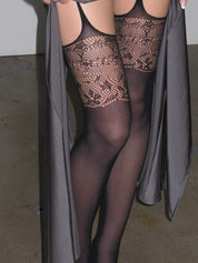 PROD Black / One size Black Lace Suspender Thigh High Stockings