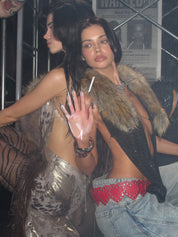 PROD Black / One size / In-stock Hotline Halter Top with Detachable Faux Fur Collar