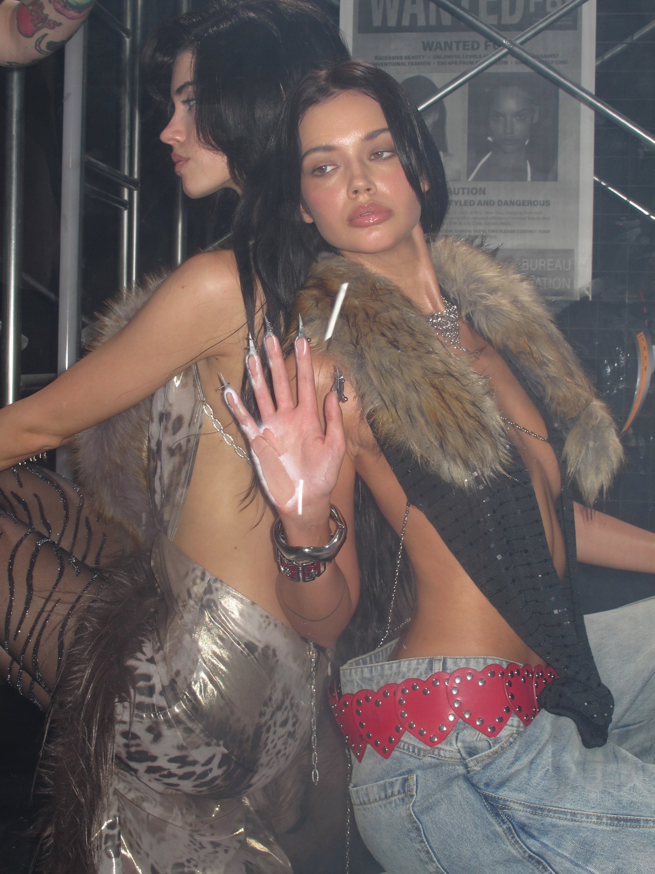 PROD Black / One size / In-stock Hotline Halter Top with Detachable Faux Fur Collar