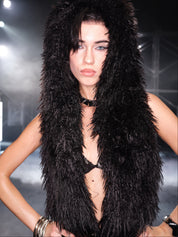 PROD Black / One size / In-stock Wildfire Hooded Wrap Top (With Belt) Black