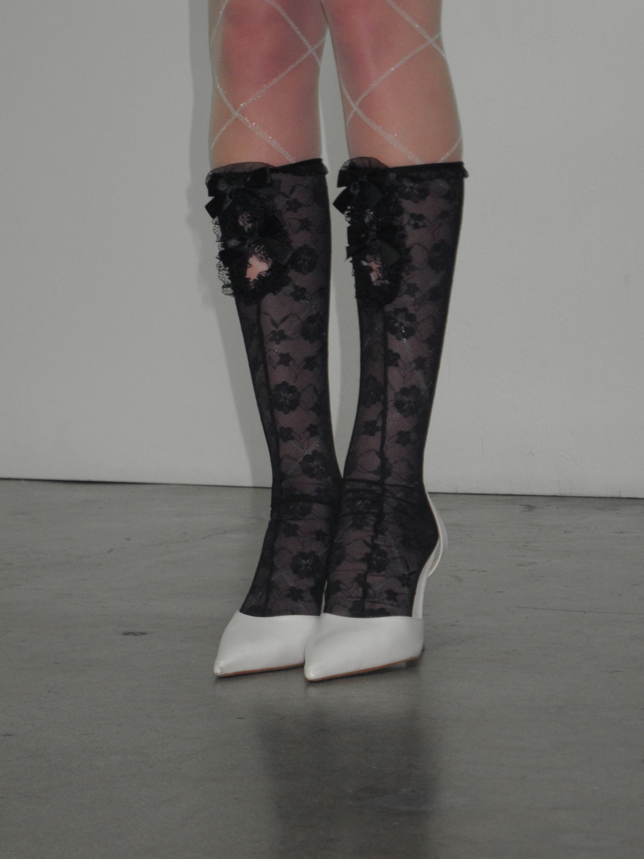 PROD Black / One size Lace Cut-Out Knee-High Socks