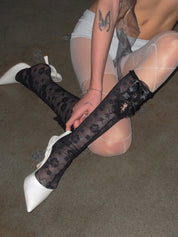 PROD Black / One size Lace Cut-Out Knee-High Socks