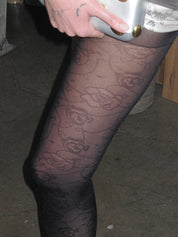PROD Black / One size Sheer Black Rose Jacquard Tights