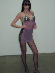 PROD Black / One size Silver-Thread Argyle Sheer Tights