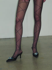PROD Black / One size Silver-Thread Argyle Sheer Tights