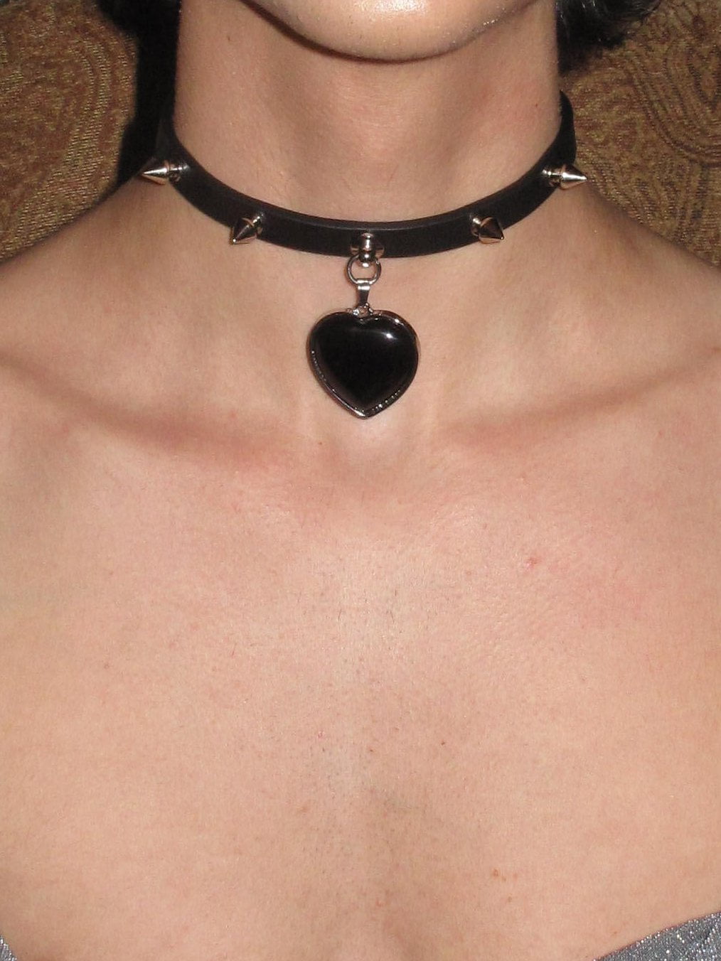 PROD Black Thorn Studded Heart Choker /Black