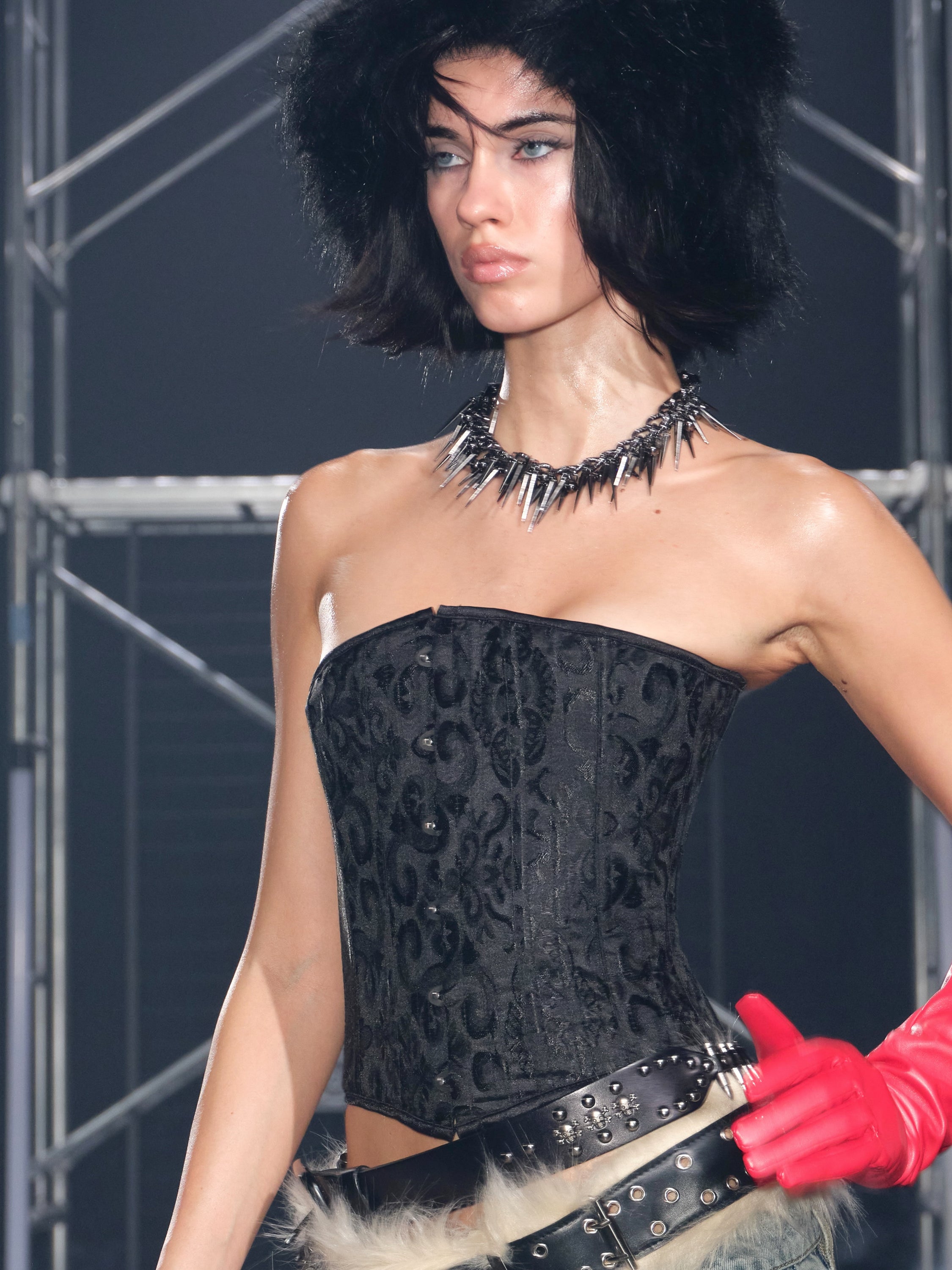 PROD Black / XS / In-stock Embossed Boned Corset Tube Top