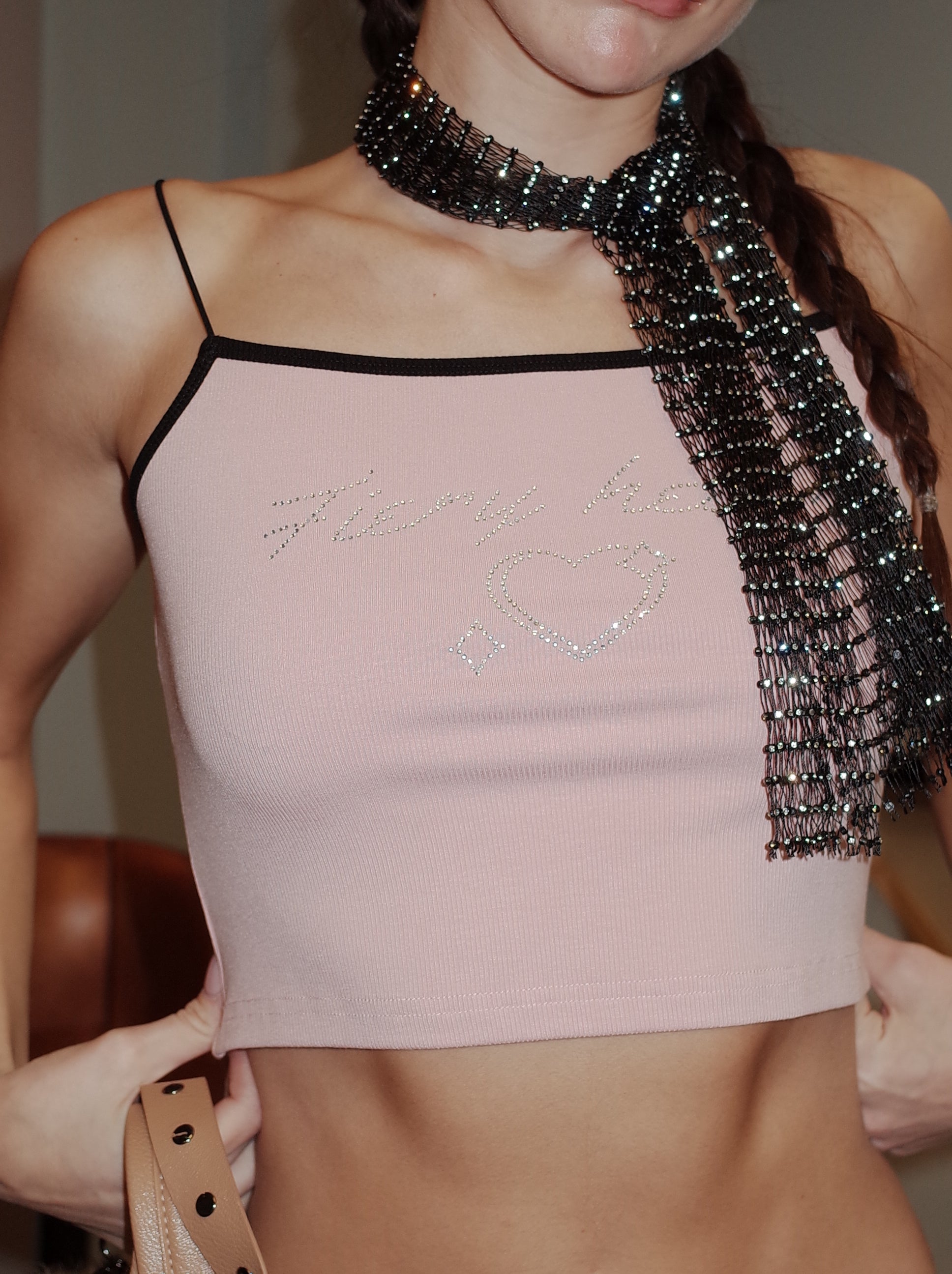  S (us XS) Regina Rhinestone Crop Cami Top