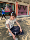 PROD Bldg 2023 summer Rlanches Dachute Rabbit Cropped Slim Fit T-Shirt