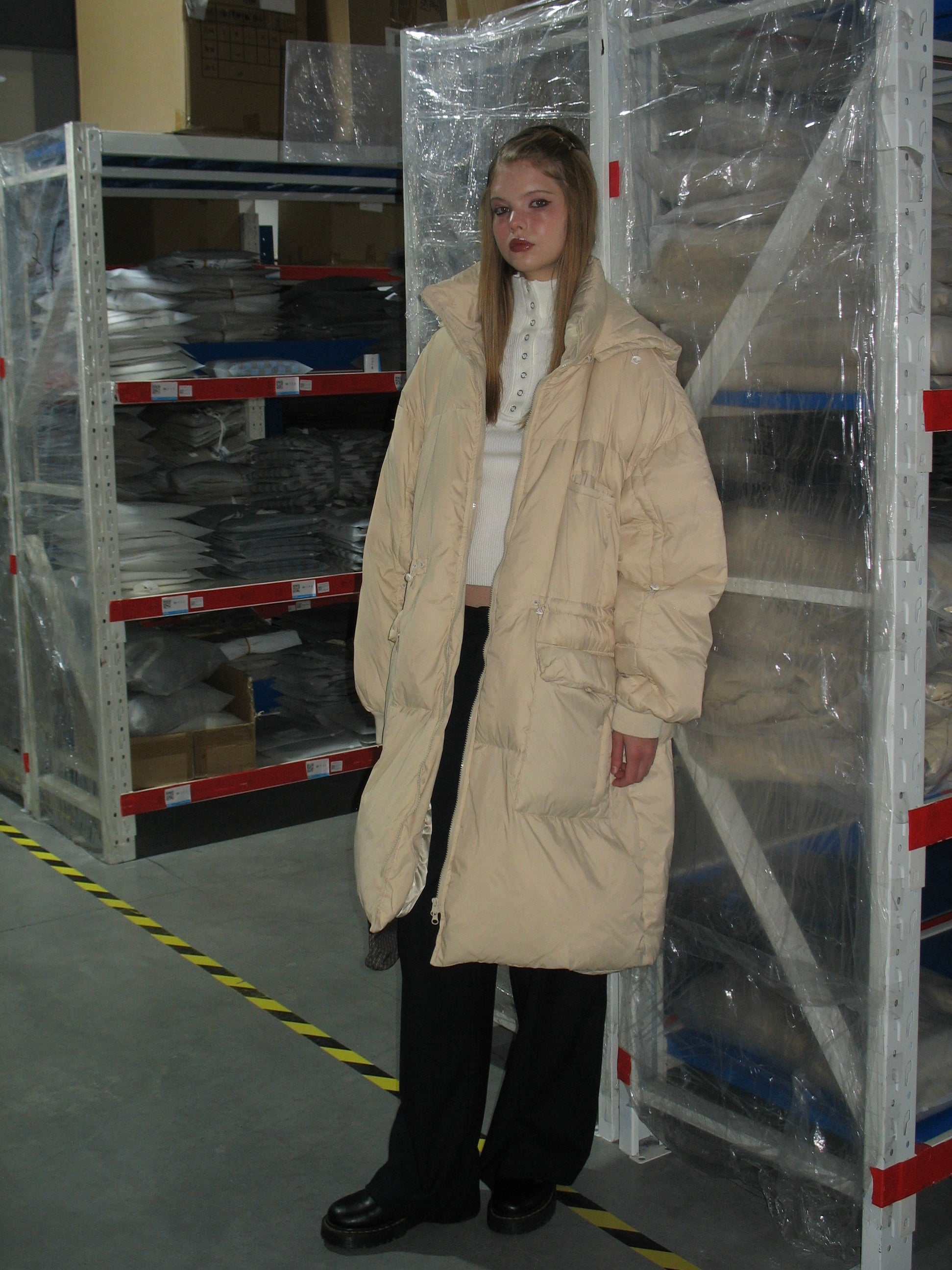PROD Bldg 2023 winter 2 Beige Hooded Long Down Jacket