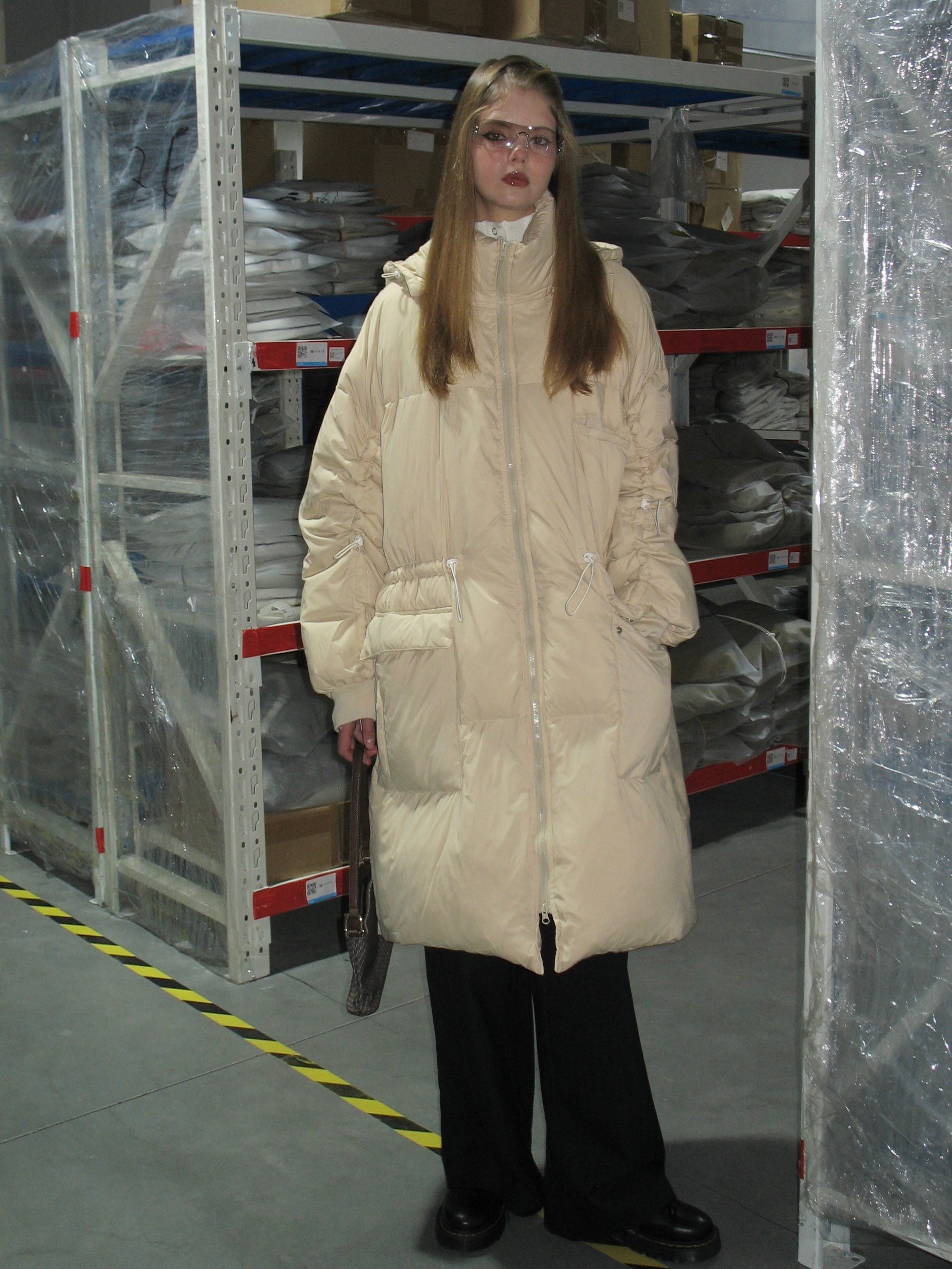 PROD Bldg 2023 winter 2 Beige Hooded Long Down Jacket