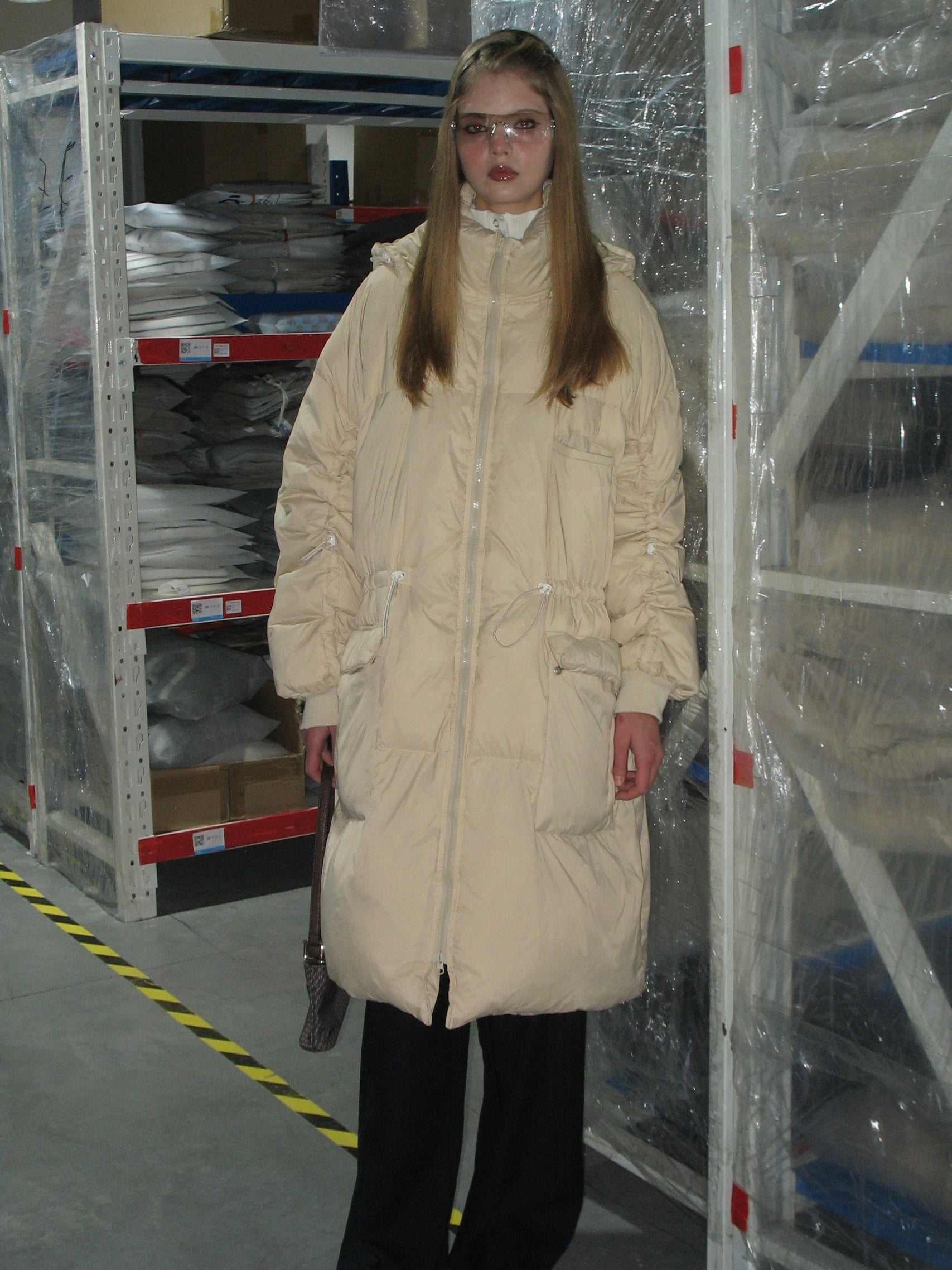 PROD Bldg 2023 winter 2 Beige Hooded Long Down Jacket