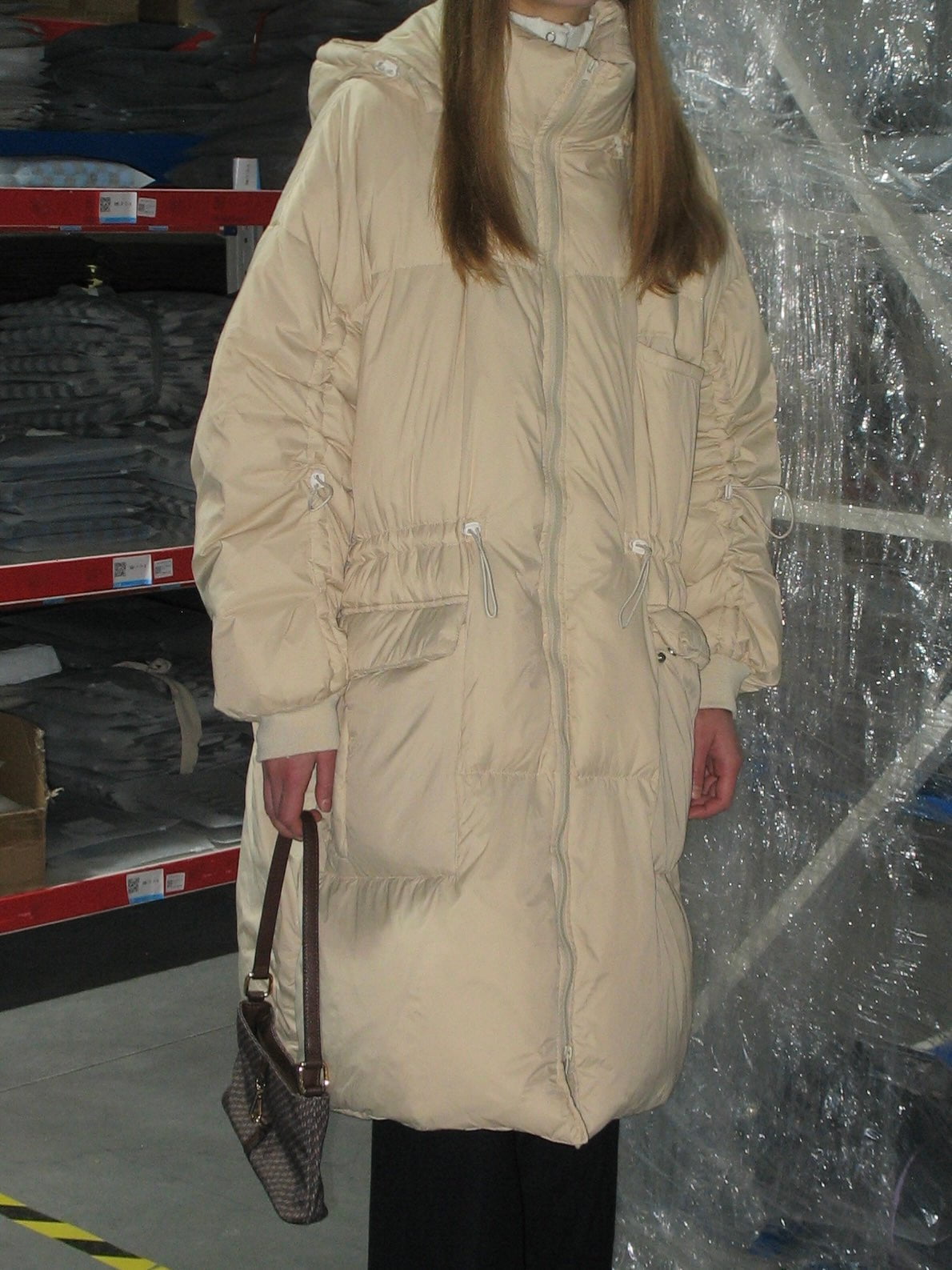 PROD Bldg 2023 winter 2 Beige Hooded Long Down Jacket