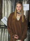 PROD Bldg 2023 winter 2 Brown Hooded V-Neck Sweater