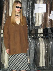 PROD Bldg 2023 winter 2 Gray Hooded V-Neck Sweater