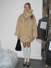 PROD Bldg 2023 winter 2 Khaki Down Jacket with Scarf