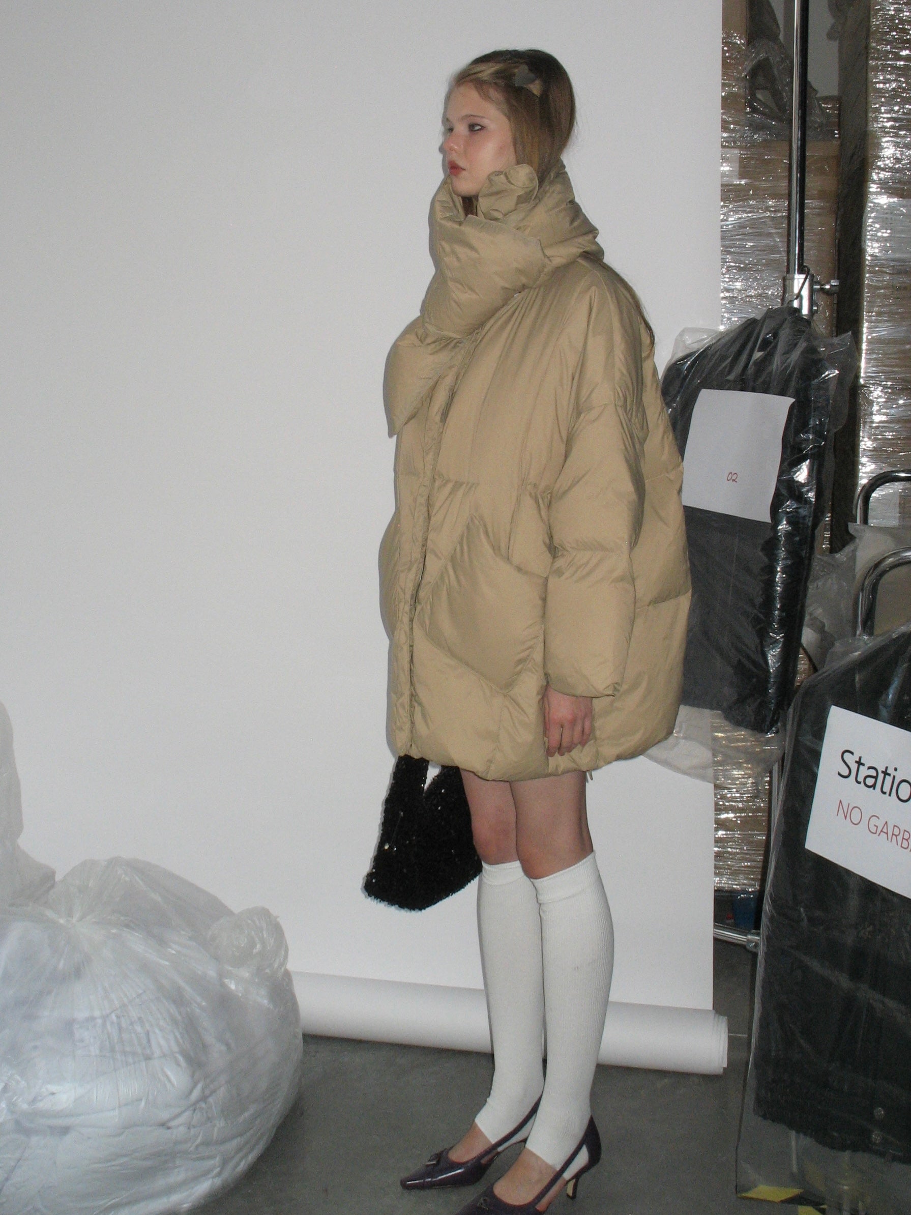 PROD Bldg 2023 winter 2 Khaki Down Jacket with Scarf