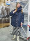 PROD Bldg 2023 winter 2 Navy Blue Down Jacket with Scarf