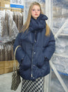 PROD Bldg 2023 winter 2 Navy Blue Down Jacket with Scarf