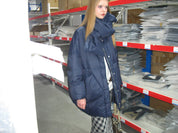 PROD Bldg 2023 winter 2 Navy Blue Down Jacket with Scarf