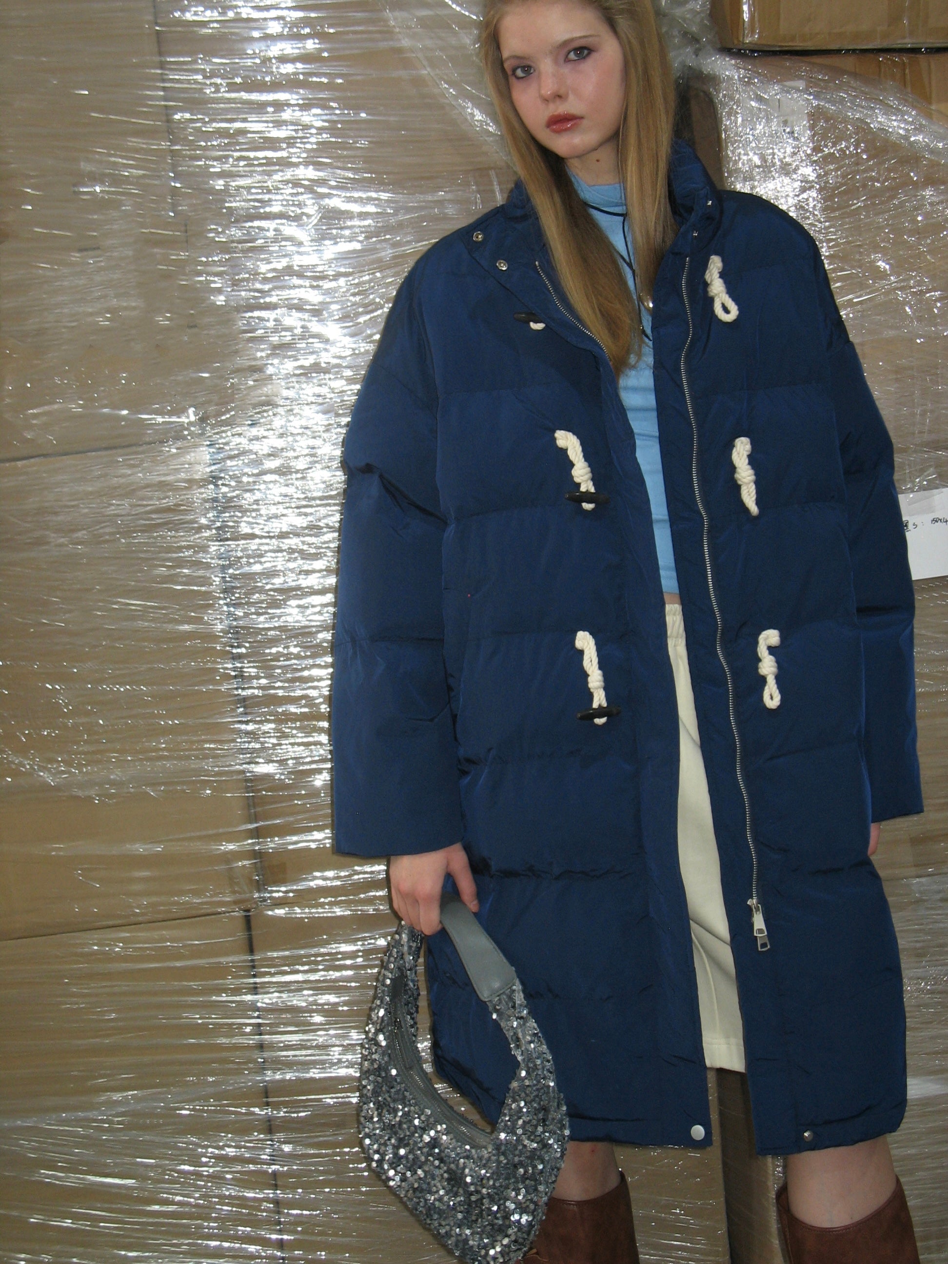 PROD Bldg 2023 winter 2 Navy Blue Horn Buckle Winter Coat