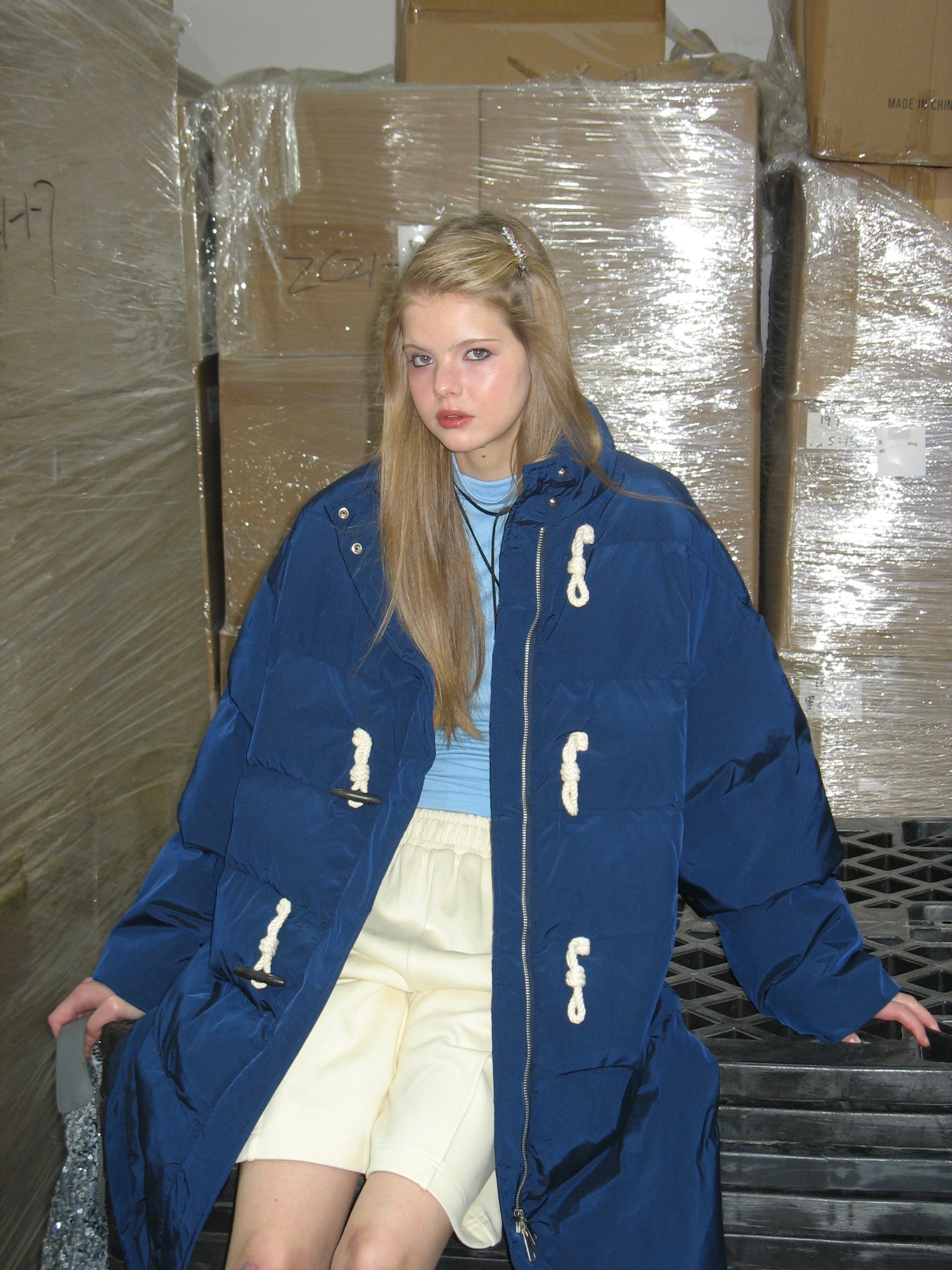 PROD Bldg 2023 winter 2 Navy Blue Horn Buckle Winter Coat