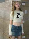 PROD Bldg 2023 winter 2 Plush Rabbit Short Sweater with Sleevelets