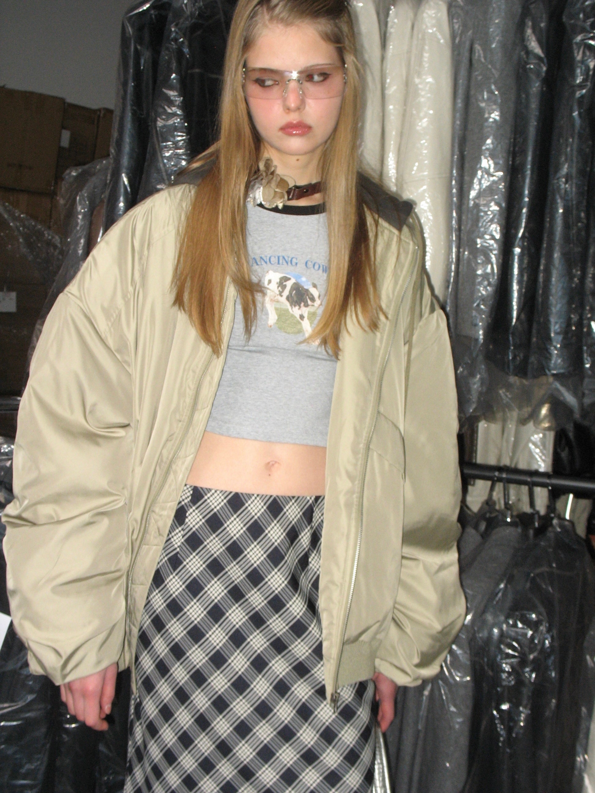 PROD Bldg 2023 winter 2 S / Beige Bomber Jacket With Hood