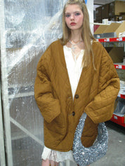 PROD Bldg 2023 winter 2 S / Caramel Caramel Quilted Cotton Coat