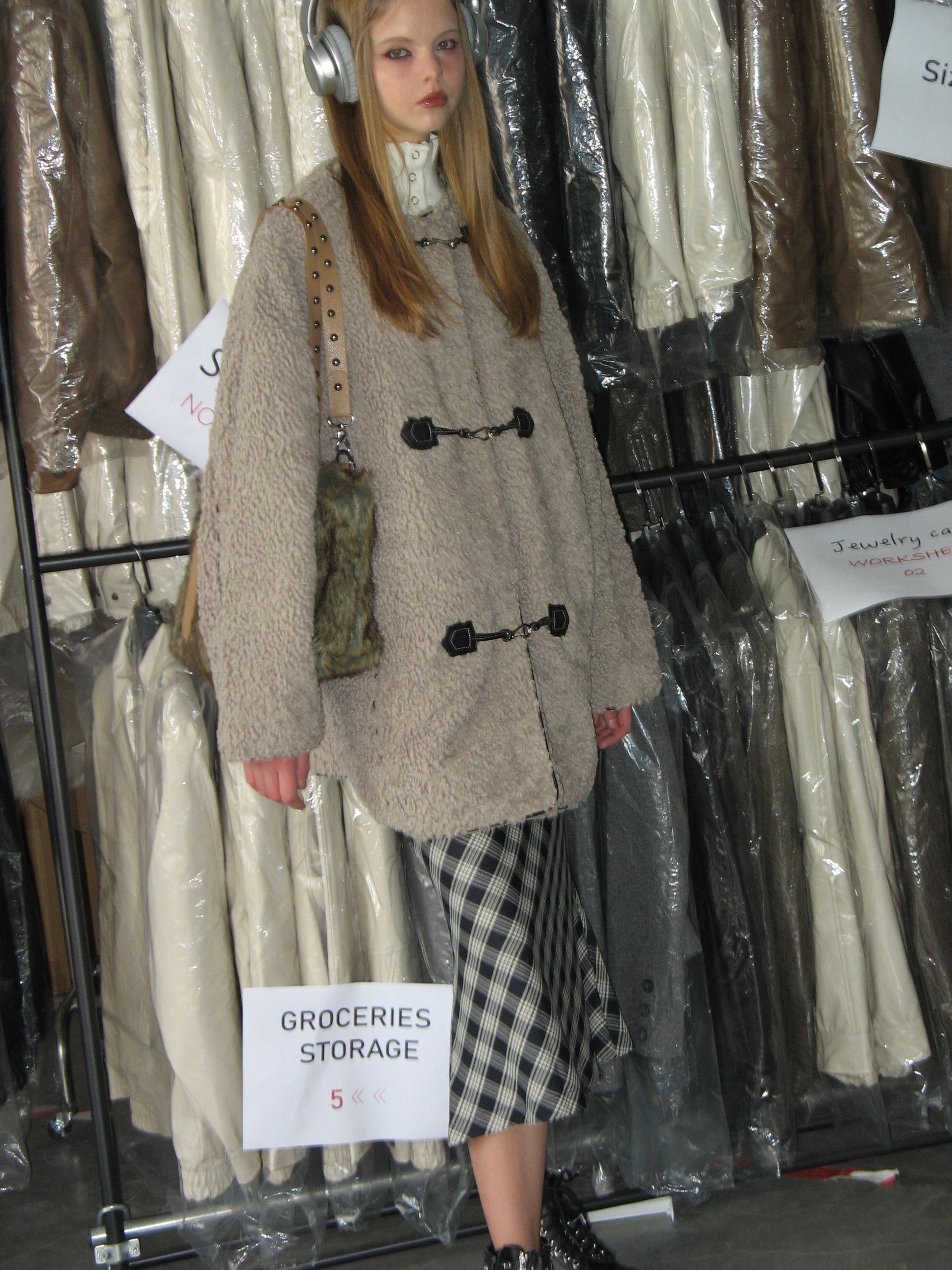  Gray Faux Lambs Wool Coat