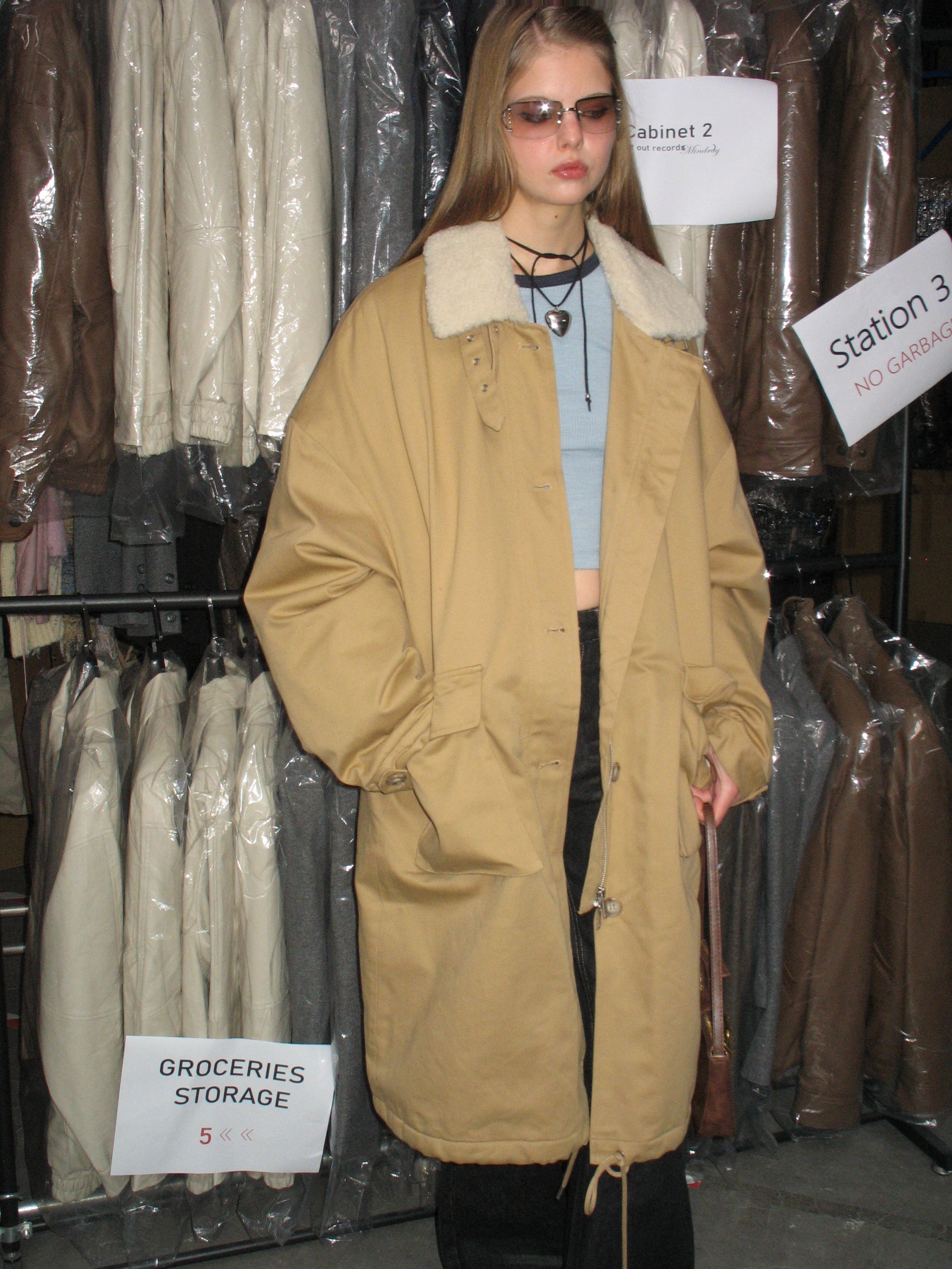  Khaki Casual Long Winter Jacket