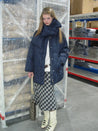 PROD Bldg 2023 winter 2 S（us XS） / navy / In-stock Navy Blue Down Jacket with Scarf