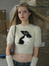 PROD Bldg 2023 winter 2 S（us XS） / off white【No Sleevelets】 / In-stock Plush Rabbit Short Sweater with Sleevelets