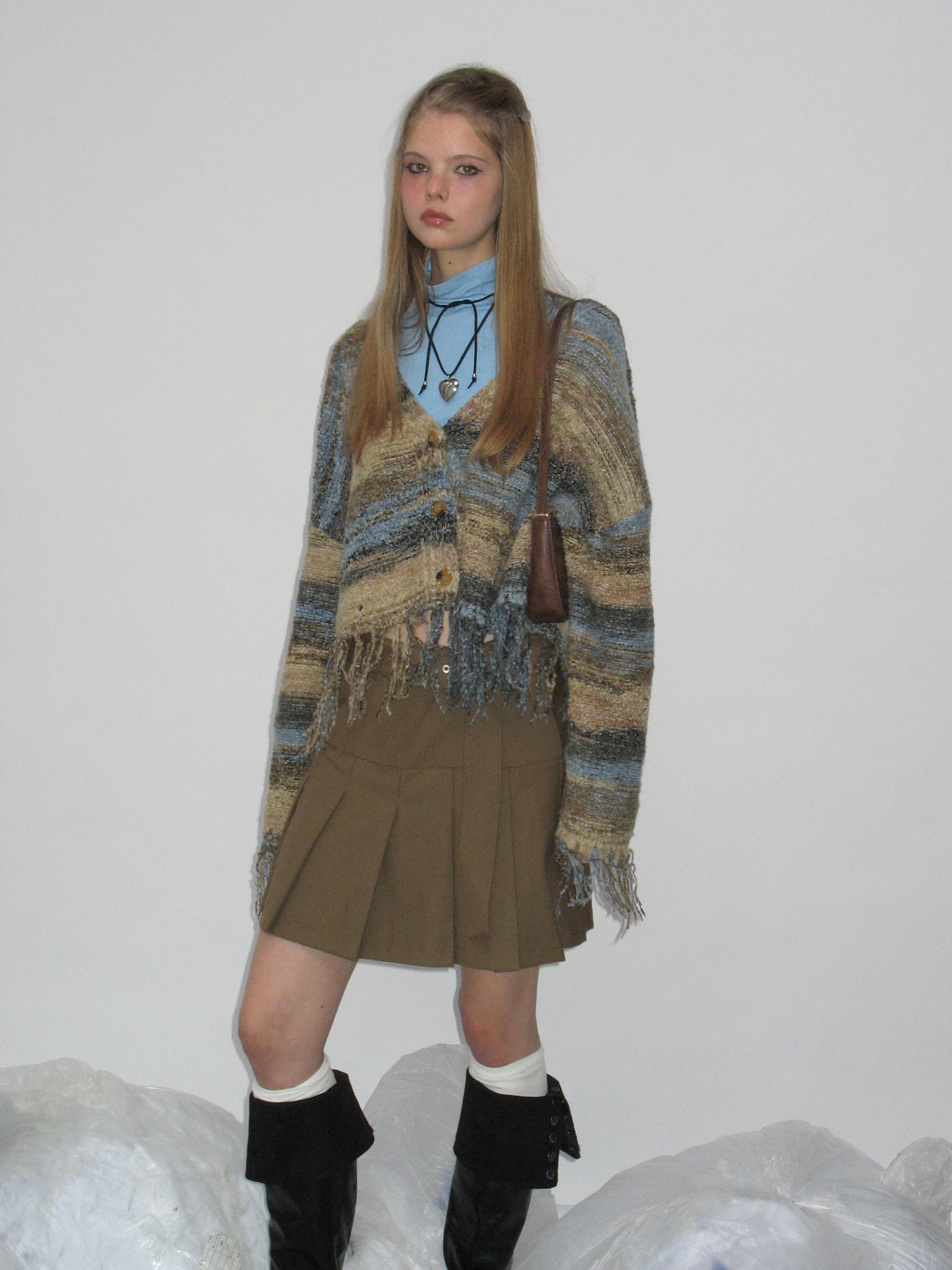 PROD Bldg 2023 winter 2 Striped Fringed Cardigan