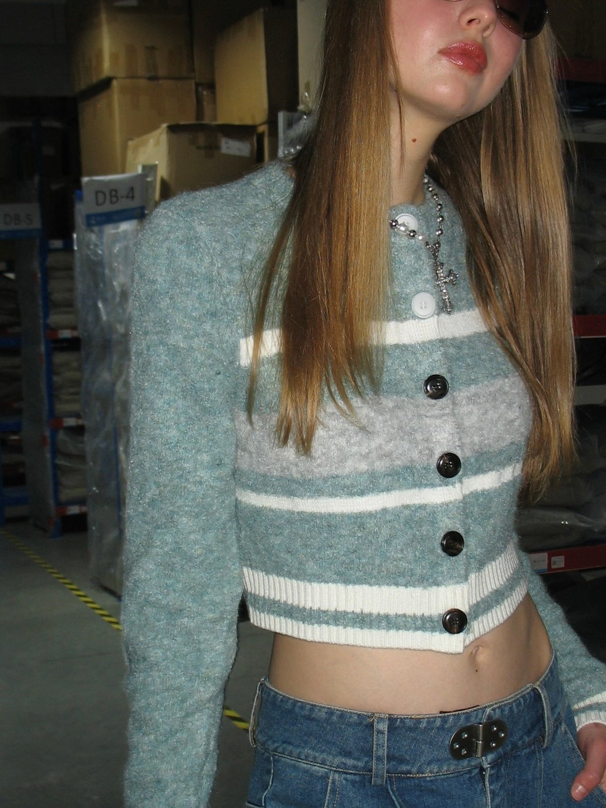 PROD Bldg 2023 winter 2 Stripped Pattern Crop Sweater