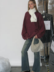 PROD Bldg 2023 winter 2 White Knit Scarf