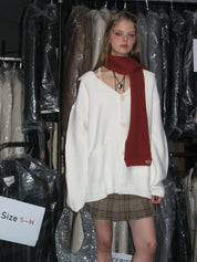 PROD Bldg 2023 winter 2 White Knit Scarf