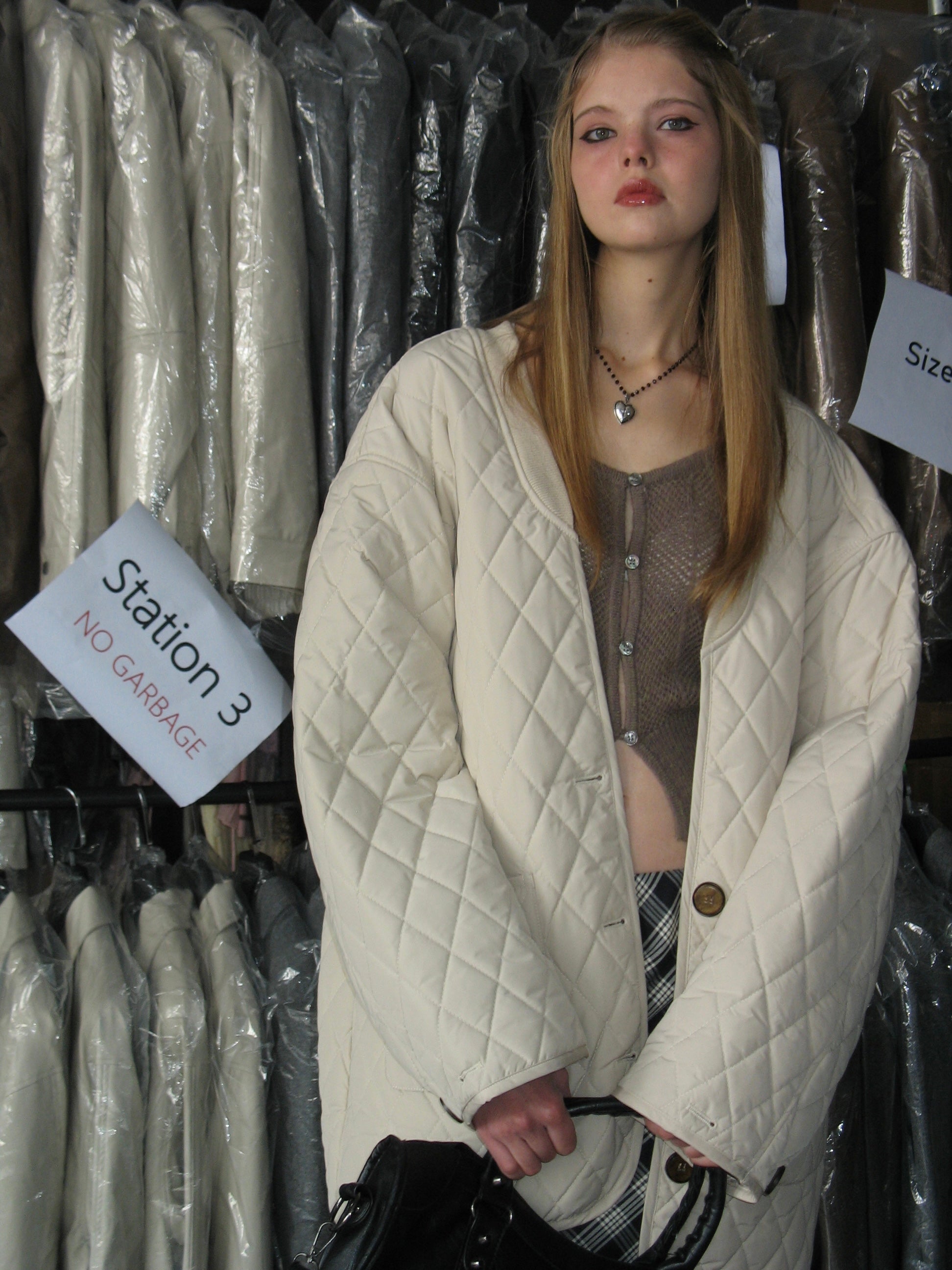 PROD Bldg 2023 winter 2 White Quilted Cotton Coat