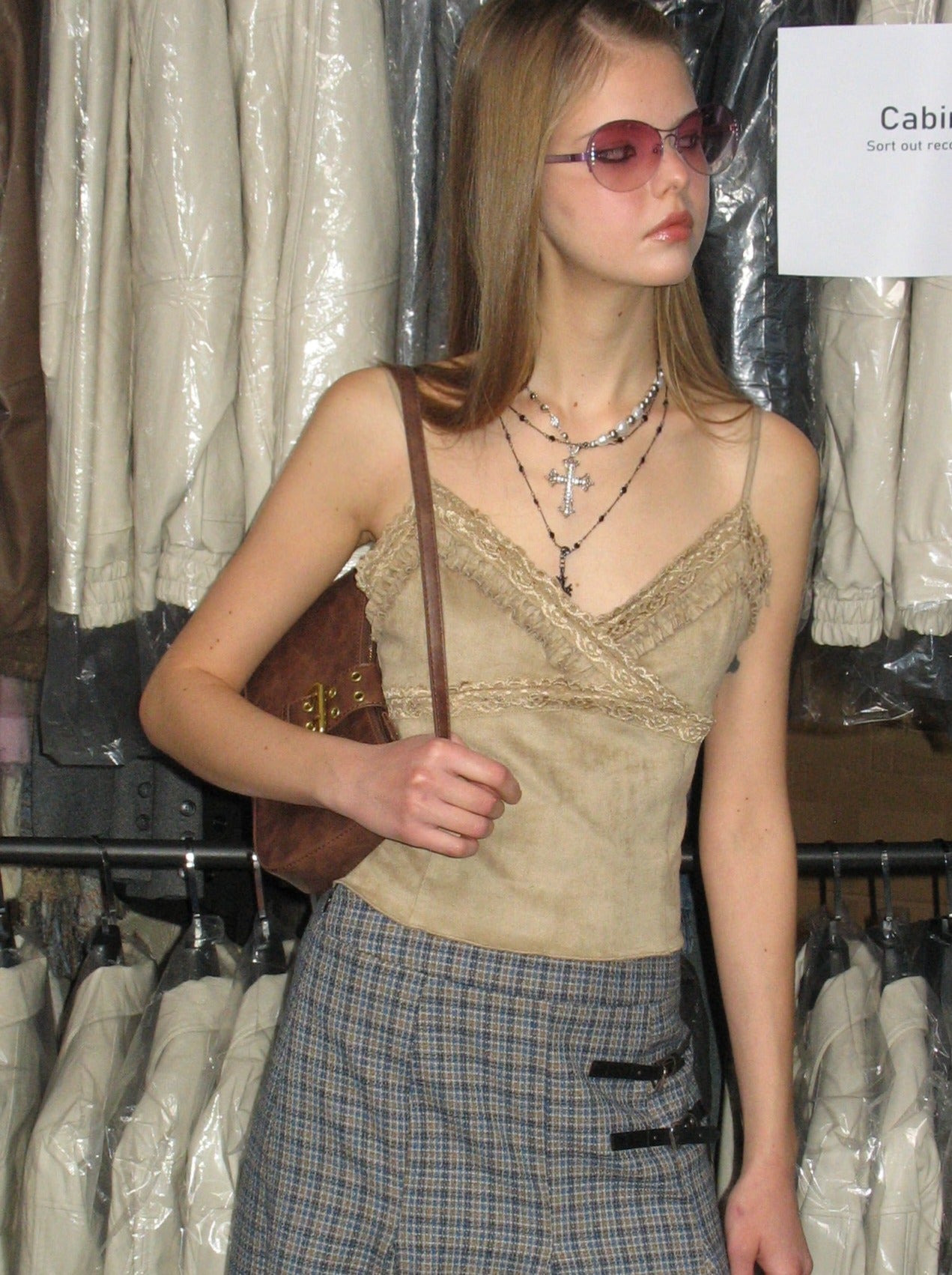  coffee Suede Cami Top