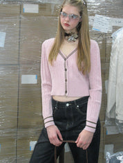 PROD Bldg 2023 winter 2 XS / pink Front Button Short Cardigan